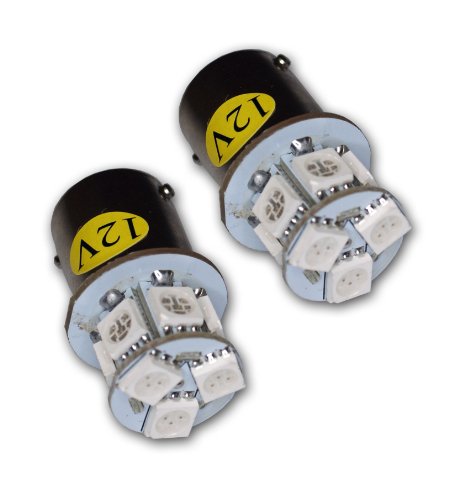 TuningPros LEDRS-1156-YS9 Rear Signal LED Light Bulbs 1156, 9 SMD LED Yellow 2-pc Set