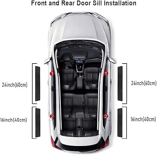 Image of Tata Sierra Door Sill Guard Protector Set of 4 | Carbon Fiber Finish Stainless Steel Door Scuff Plate | Scratch Protection Entry Guard for Tata Sierra Accessories