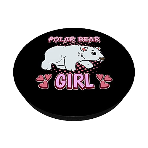 Womens Polar Bear Girl Polar Bear PopSockets Swappable PopGrip, Black - Image 2