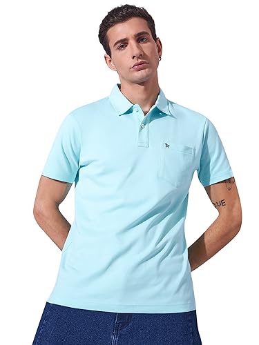 Image of Men's Solid Polo Collar Casual T-Shirt with Pocket | Cotton Polo Collar Half Sleeves Solid T-Shirt | Slim Fit Polos