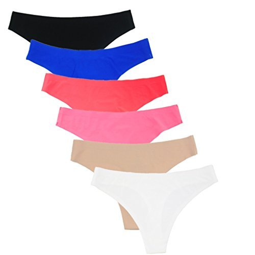 Women's Invisible No-Show Thong Seamless Thong Panties Pack of 6