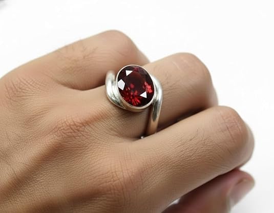 Image of 55Carat Choose Your Color Natural Gemstone Silver Statement Rings for Gift Corssover Style Size 5 to 12