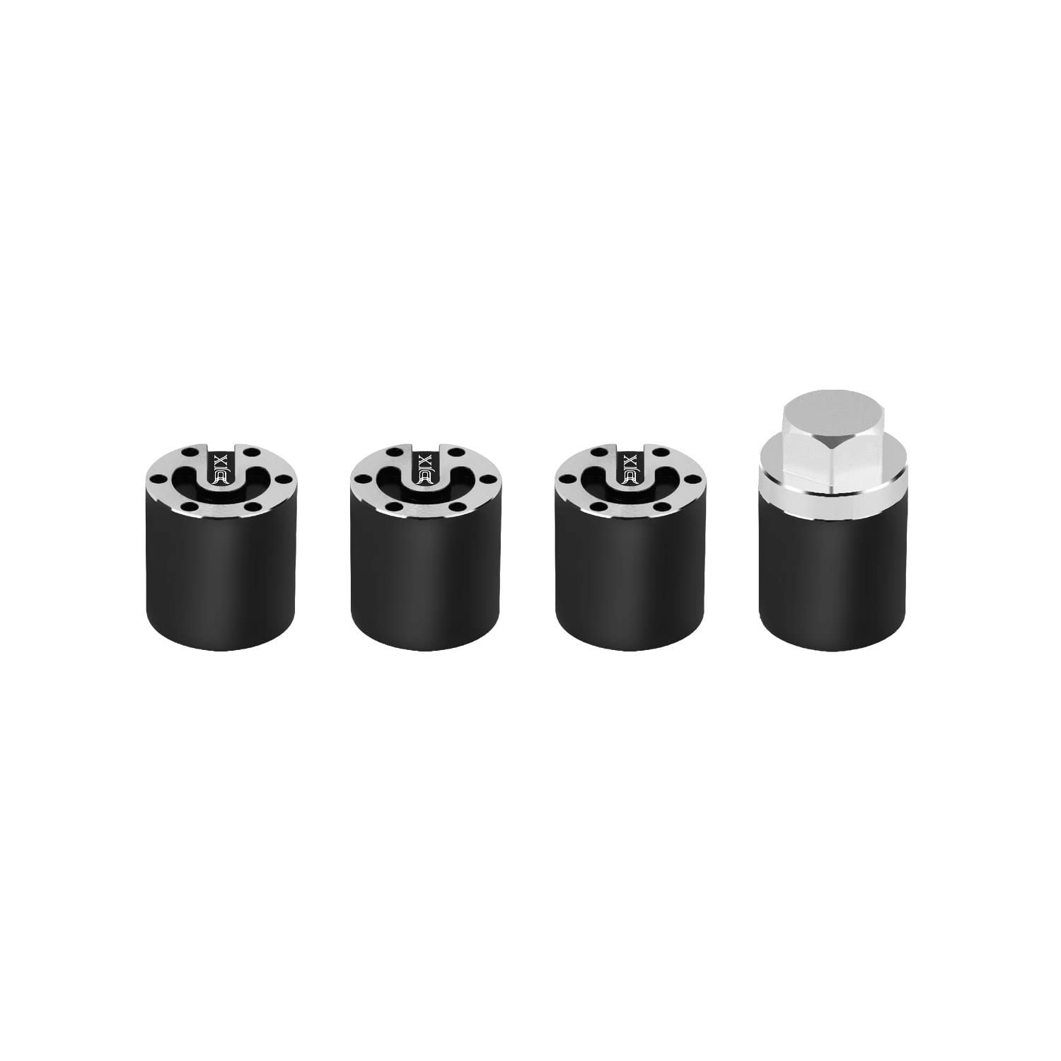 4PCS Aluminum M6 Center Lock Nut Wheel Caps Lug Nuts for 1/6 RC Crawler Car Axial SCX6 Jeep JLU Wrangler Upgrade Parts (Black)