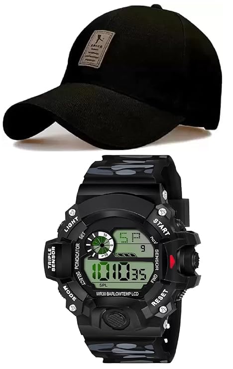 Stylish Combo for Boy’s and Girl Baseball Cap and Watch and Outdoor Multicolour, One Size Pack of 2