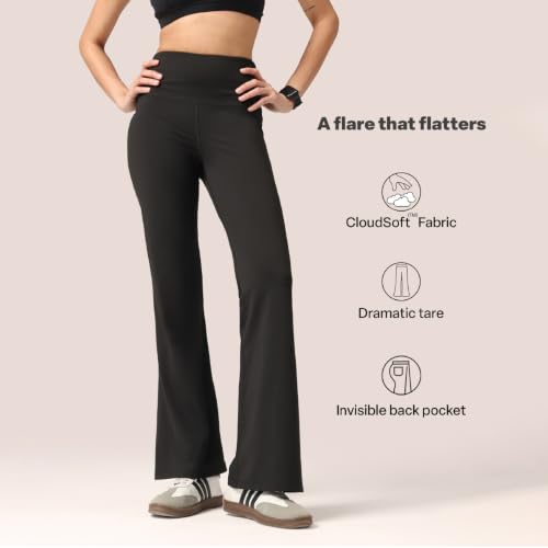 Image of BlissClub Ultimate Flare Pants Lite Regular for Women Upto 5'4 ft | High Waist Trousers and Formal Pants for Office wear | Comfortable fit