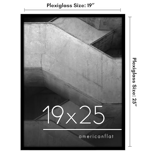 Americanflat 19x25 Poster Frame with Polished Plexiglass - Streamline Collection - Thin Border Picture Frame for Wall Display - Hanging Hardware Included - Black