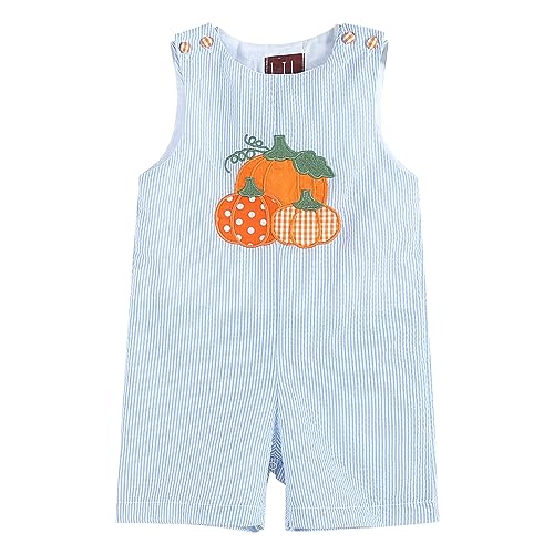 Baby Boys and Toddler Pumpkin Thanksgiving Shortalls