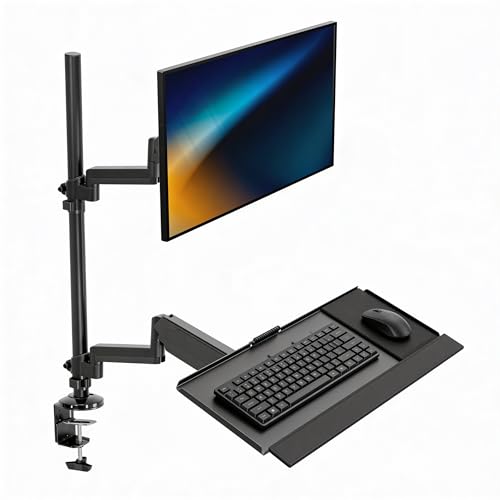 Mount-It! Sit-Stand Monitor Arm Desk Mount with Keyboard Tray