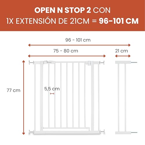 Miniatura 2 de Hauck Open N Stop 2 Barrera Seguridad Niños Escalera Para Anchos De 96-101 Cm Puerta Bebé Sin Taladrar - Apta Como Vallas Para Perros - Cierre Manual - Para Interior - Blanco