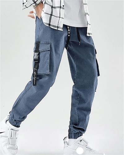 Men's Baggy Hip Hop Jeans Drawstring Multi Pocket Loose Fashion Dance Skater Skateboard Pants2