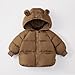 Kids Girls and Boys Lightweight Puffer Jackets Cute Bear Ear Quilted Jacket Hooded Fashion Winter Down Jacket Coats Coffee 18-24 Months
