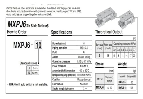 Table à glissière pneumatique MXP8-10 pour guidage de précision - 4