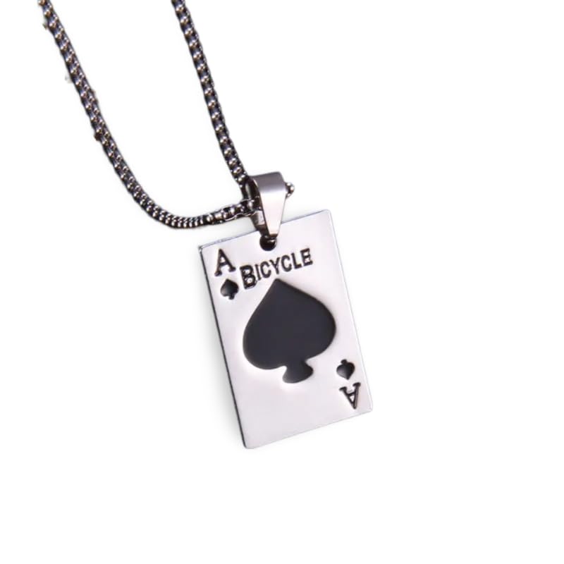 Collier de Cartes à Jouer Argent 925 Idée Cadeau Pendentif Poker