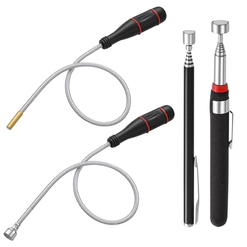 4 Stück Magnetstab Teleskop, Magnet Teleskopstab Flexibel, Stabmagnete, Flexibler Magnetheber Magnetstabgreifer, Teleskopmagnet Stabmagnet Ausziehbar Magnetstab zum Aufnehmen von Kleinen Teilen