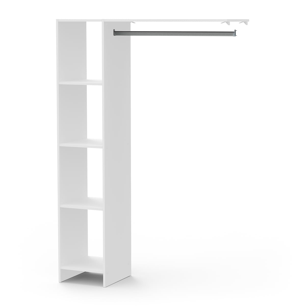Kit Dressing avec Penderie & Colonne De 3 Rayons Modulable – Coloris Blanc Mat – 120,2 x 180 x 39,6 cm