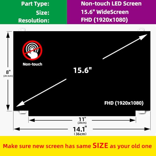 Image of 15.6'' Replacement Screen for B156HAN01.1 B156HAN06.0 B156HAN06.3 B156HTN03.8, FHD 1920x1080, IPS 30Pin, w /Bracket, Non-Touch LED LCD Display Panel