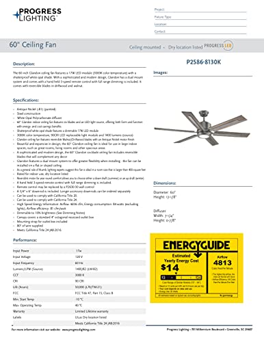 Progress Lighting P2586-8130K Protruding Mount, 6 Walnut/Driftwood Blades Ceiling Fan thumb #23