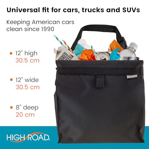 Image of High Road Large TrashStash Hanging Car Trash Can Garbage Bag with Push-Close Lid and Waterproof Bin for Cars, SUVs and Trucks, Holds 4.5 Gallons of Car Trash (Pack of 2)