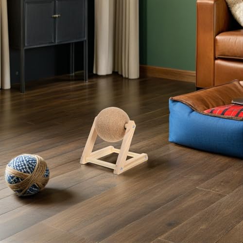 Rascador para gatos de madera SEWACC juguete de sisal para suelo de interior 7