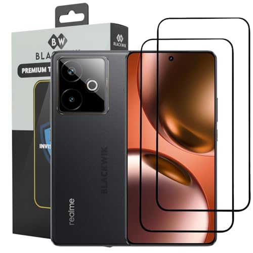Image of Blackwik Tempered Glass Screen Protector for Realme GT 7 / Realme GT 7T / Realme GT 7 Dream Edition 5G with Edge-To-Edge Protector Coverage | Easy Installation Kit (Black) (Pack Of 2)