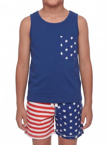 Image of Unique Baby Boys American Boy 4th of July 2pc Tank Shorts Set