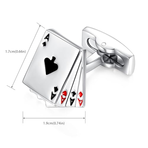 HONEY BEAR Mancuernas de poker para hombres en acero miniatura 6