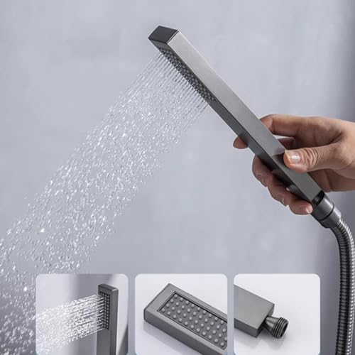 Robinet de baignoire sur pied anti corrosion laiton gris avec douchette