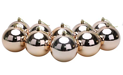 10 extra große Christbaumkugeln in 100 mm Farbe - Christbaumschmuck (Rosegold) – Ansicht 1