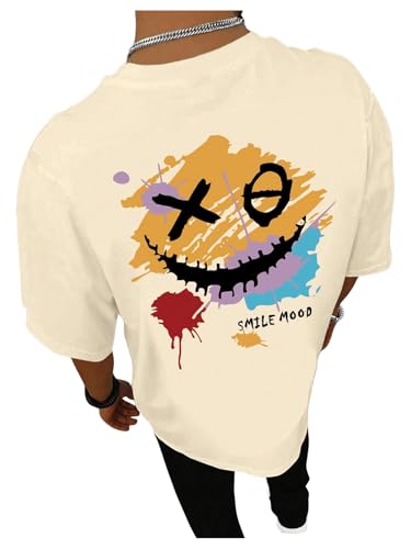 Floerns Men's Graphic Short Sleeve T Shirt Crew Neck Casual Loose Fit Tee Tops