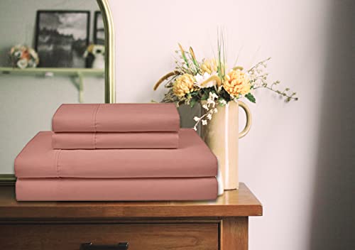 King Bed Sheets | Microfiber Bed Sheet Set | Soft, Wrinkle Resistant & Fade Stain Resistant Bedding | Set Of 4 Pieces – 1 Flat Sheet, 1 Deep Pocket Fitted Sheet, 2 Pillowcases – King, Rose Gold #TOP3