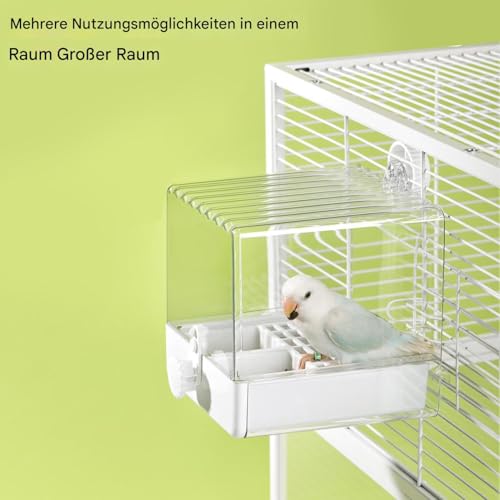 Soporte de alimentos transparente que evita salpicaduras en jaulas de loros 5