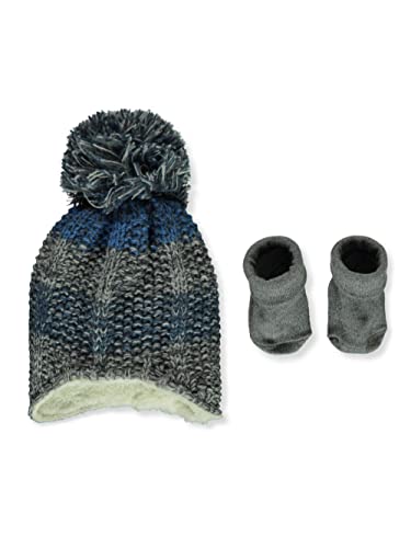 First Steps Baby Boys' 2-Piece Hat & Booties Set - blue, 0-6 months