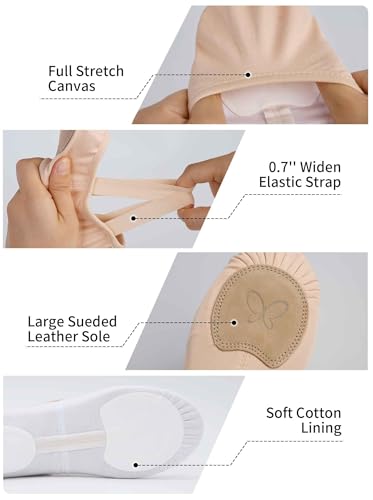Image of Daydance Cloud Soft 4 Way Stretch Girls Ballet Shoes, Split Sole Dance Slippers for Toddler Girls /Little /Big Kids