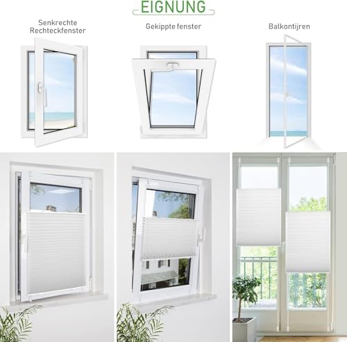 Deswell Plissee ohne Bohren Klemmfix Beige B70 x H100 cm Plisseerollo Sonnenschutz und Sichtschutz Jalousien Easyfix Plissees… – Ansicht 4