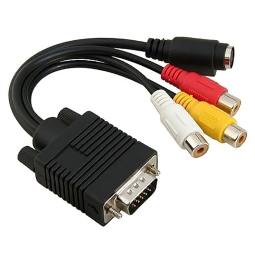 Lurrose Vga to Converter Cable Black Pure Copper PVC Svga to S-video Adapter with Sub-d Vga Input and Mini S-video Output Compatible with Laptops and Desktops Tv-out Function