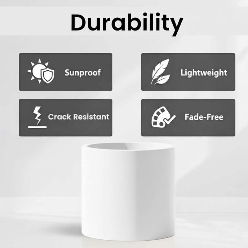 Image of Amazon Brand - Umi Tube 15 Inch Round Pots for Planter & Flowers Gamla - Lightweight, Durable Outdoor & Indoor Planters, Perfect for Balcony & Terrace Gardens (White)