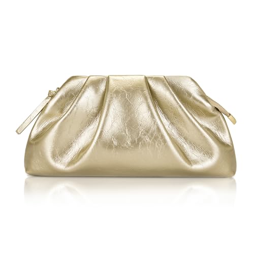 Milisente Pochette Clutch Femme Cloud Plissée Sac de Soirée Élégant Petit Sac à Main en Cuir PU Sac à Bandoulière pour Mariage avec Fermeture Éclair,...