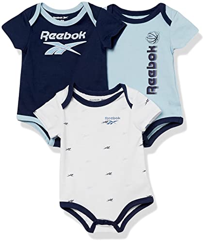Image of Reebok baby-boys 3-pack Short Sleeve Onesie Bodysuits