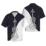 Violin Music Hawaii Shirt Cotton Casual Button Down Short Sleeves Hawaiian Pocket Shirt Unisex Full Print for Tropical Summer Holiday Vacation Full Size