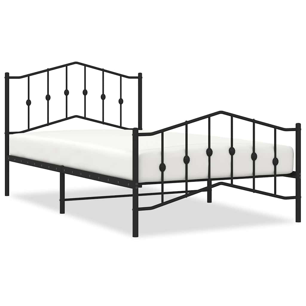 Solivagant Bettgestell mit Kopf- und Fußteil Metall Schwarz 100x200 cm, Möbel,Betten Zubehör,Betten Bettgestelle, 15.15 kg-373802