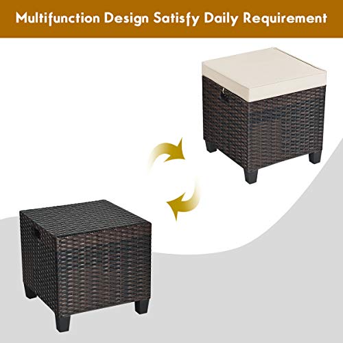 image for Tangkula 2 Pieces Outdoor Patio Ottoman, All Weather Rattan Wicker Ott