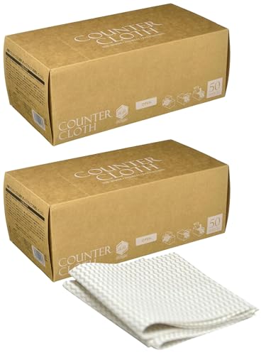 【Amazon.co.jp 限定】 ストリックスデザイン カウンタークロス 使い捨て 抗菌 BOX 100枚 (50枚×2個セット) 約31×60cm ベージュ ボックス テーブルダスター ふきん 不織布 大容量 丈夫 業務用 おしゃれ SA-165