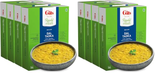 Image of Gits Ready to Eat Dal Tadka, Pure Veg Heat and Eat Indian Meal, Microwaveable, 1200g (Pack of 8 X 300g Each)