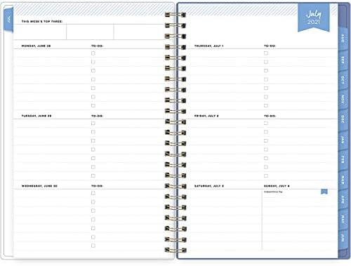 Blue Sky Day Designer for 2021-2022 Academic Year Weekly & Monthly Planner, 5' x 8', Flexible Cover, Wirebound, Climbing Floral Blush (132249)