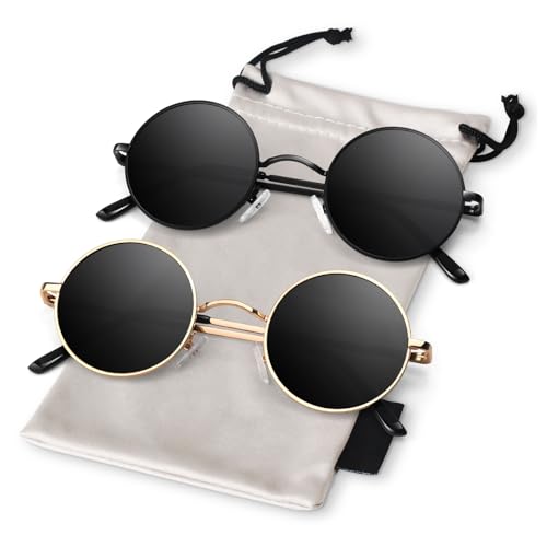 Image of Sunier Round Sunglasses Men Womens Shades Polarized Retro Circle UV400 Sun Glasses