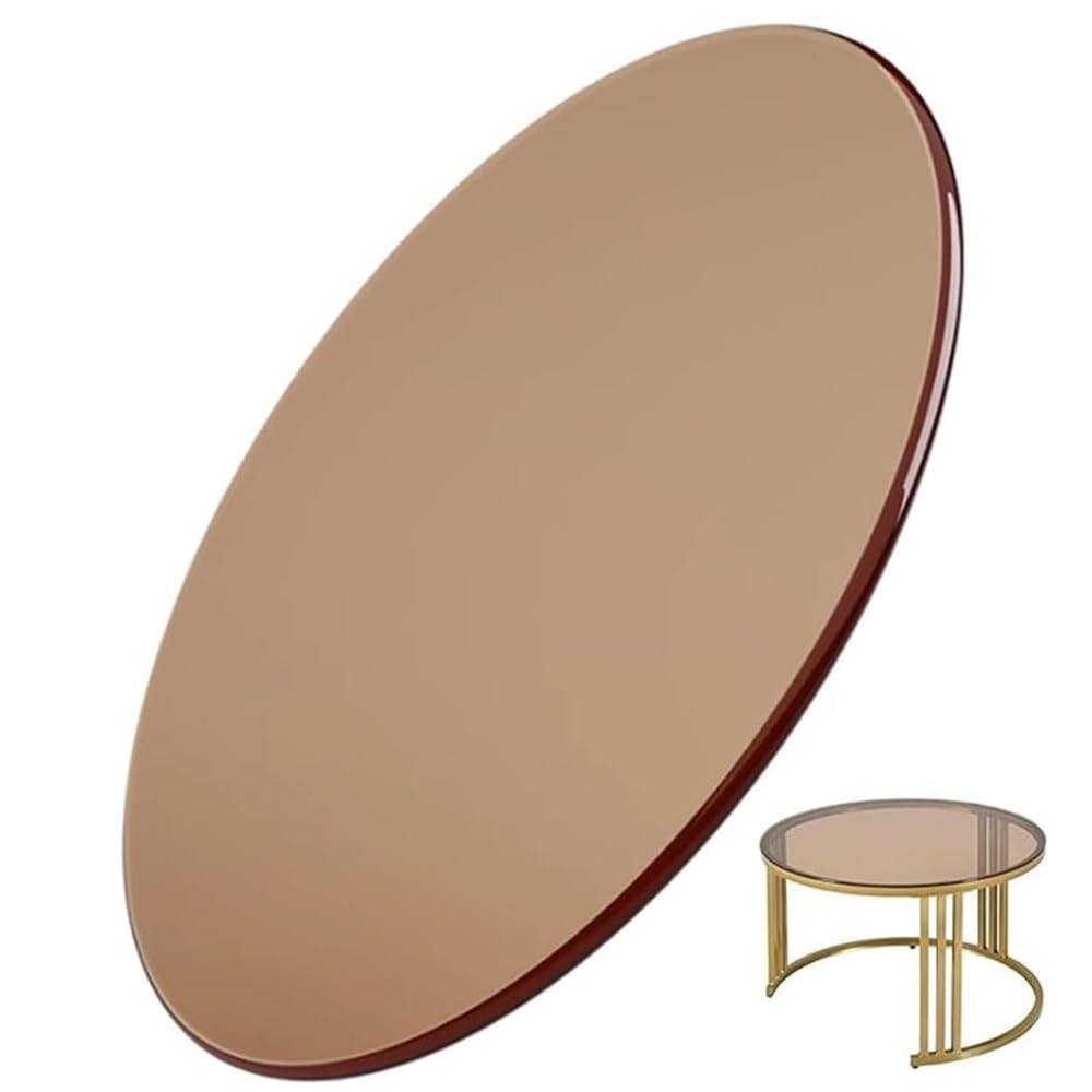 Plateau de table basse rond en verre trempé marron chic 950mm