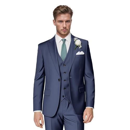 Suits for Men 3 Piece Suit Set One Button Slim Fit Jacket Vest Pants for Groom Wedding Prom and Party Set