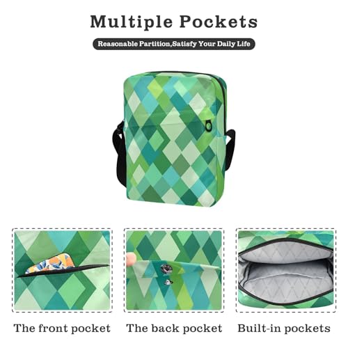 messenger bag for men mens shoulder bag Womens Crossbody Purses Adjustable Strap for work work - Rhomboid Turquoise Green2
