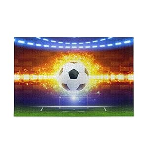 Large Jigsaw Puzzle 500 Piece Burning Soccer Ball Puzzle Toy DIY with Educational Intellectual Fun Family Game Puzzle Art for Adult Kids