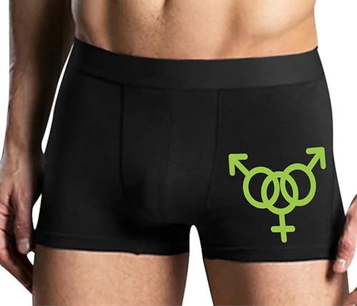 Knaughty Knickers MMF Threesome Symbol Shared Swinger Hotwife Vixen Two Men Black Mens Boxer Brief Adult Fun Design